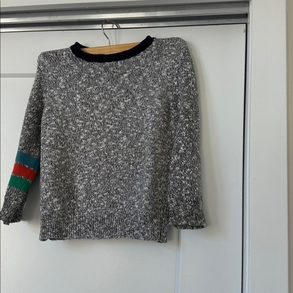 Gymboree Gray Knit Sweater with Colorful Sleeve